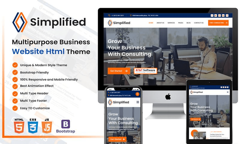 Simplified Multipurpose Responsive HTML Template Powered by Veda Ads